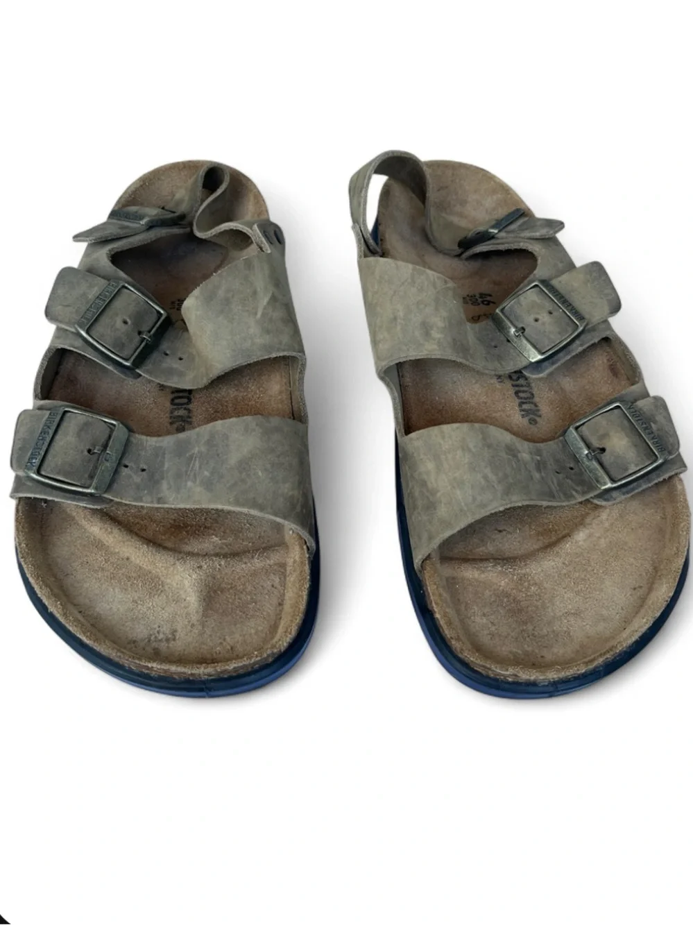 Birkenstock Men's Milano Crosstown Waxy Leather Two Strap Sandals Size 13 EU 46